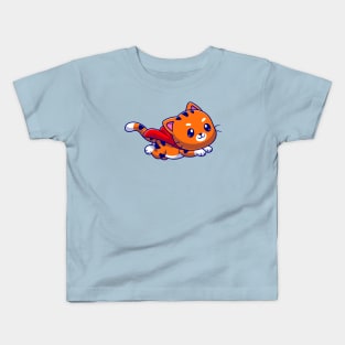 Cute Cat SuperHero Cartoon Kids T-Shirt